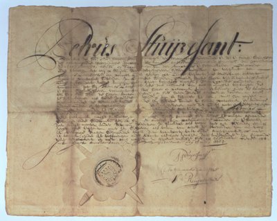 New Netherland Genel Müdürü Peter Stuyvesant tarafından imzalanan senet, 15 Mayıs 1664 by American School