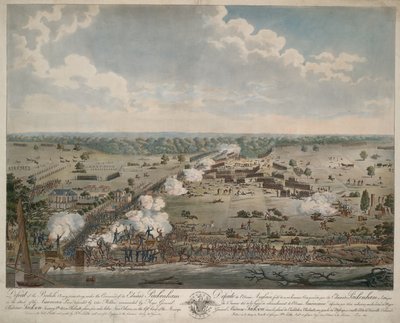 İngiliz Ordusunun Yenilgisi (New Orleans Savaşı), pub. 1815 (el renkli gravür) by American School