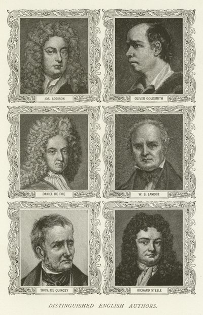 Seçkin İngiliz Yazarlar, Joseph Addison, Oliver Goldsmith, Daniel de Foe, WS Landor, Thomas De Quincey, Richard Steele by American School