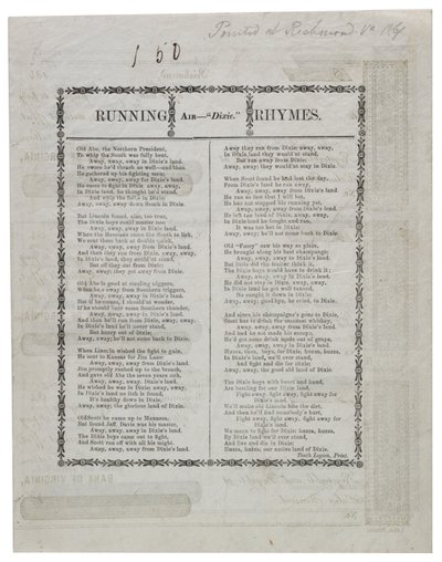 Dixie bir yaprağın arkasına basılmış çekler, 1861 by American School