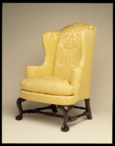 Kolay sandalye, c.1750-70 (maun, akçaağaç, kiraz ve sarı ipek) by American School