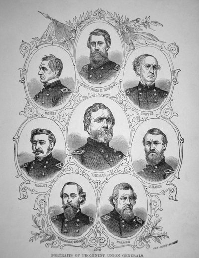 Sekiz önde gelen Amerikan İç Savaşı Generali (gravür) by American School