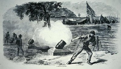 Amerikan İç Savaşı (1861-65) sırasında Federal Harç Bataryası (litho) by American School