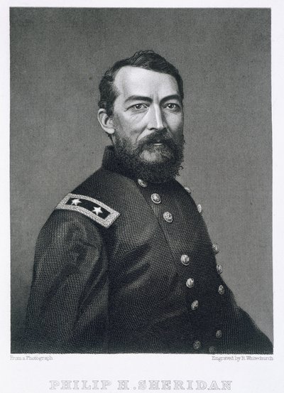 General Philip Sheridan, Robert E. Whitechurch (1814-c.1883) tarafından çekilmiş bir fotoğraftan oyulmuş by American School