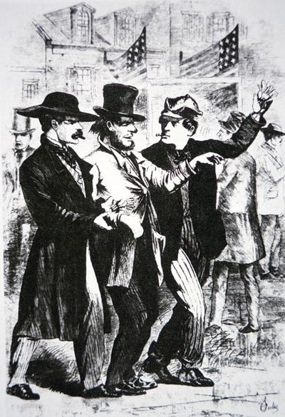 1864 seçimlerinde bir seçmeni oyunu etkilemek için sarhoş etmek (gravür) by American School