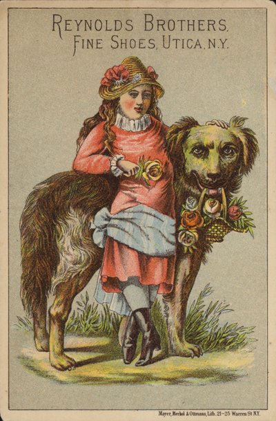 Kız Güllü Büyük Köpeğe Yaslanmış. by American School