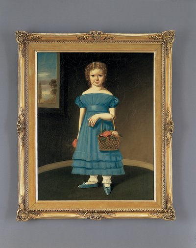 Çiçek Sepetli Kız (tuval üzerine yağlı boya) by American School