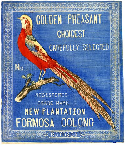 Golden Pheasant Choicest Dikkatle Seçilmiş, No. Tescilli Ticari Marka Yeni Plantasyon Formosa Oolong (blok baskı (destekli kağıt üzerine renkli mürekkep)) by American School
