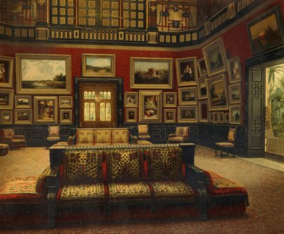Büyük Salon, Van der Bilt Hotel New York, Ca 1840, Renkli gravür by American School