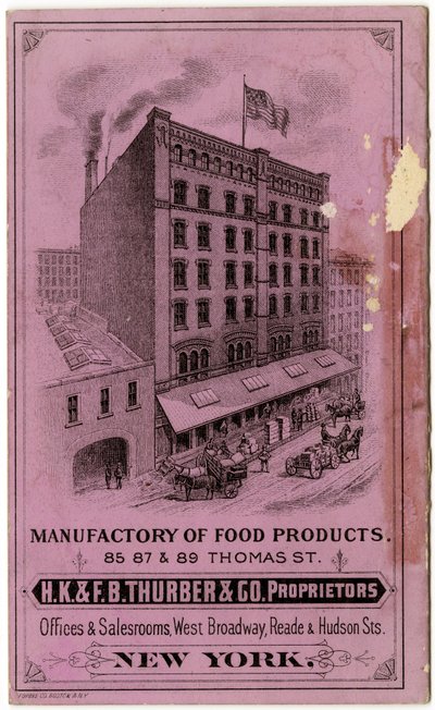 H.K. & F.B. Thurber & Co. ticaret kitapçığı, verso (oyulmuş kitapçık) by American School