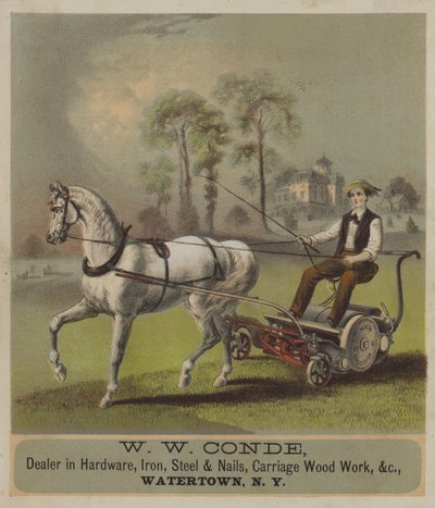 At çeken çim biçme makinesi (chromolitho) by American School