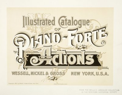 Resimli Piyano-Forte Eylemleri Kataloğu, Wessell, Nickel & Gross Co. - kapak, 1893 by American School
