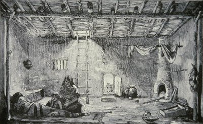 Bir Pueblo Evinin İçi, 1880 dolayları (gravür) by American School