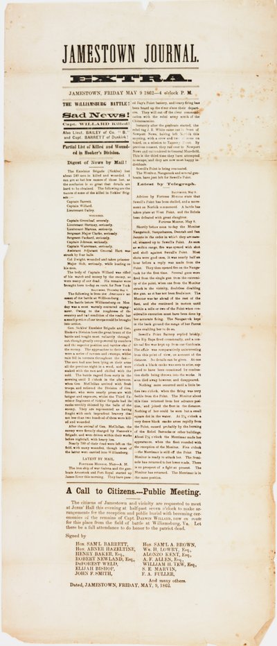 Jamestown dergisi ekstra, 9 Mayıs 1862 by American School