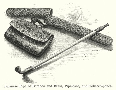 Japon Bambu ve Pirinç Borusu, Pipo kılıfı ve Tütün kesesi (gravür) by American School