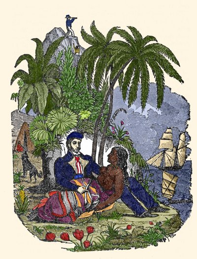 Madagaskar adasında korsanların hayatı. “Korsan kendi kitabı” 1837 gravürü. by American School