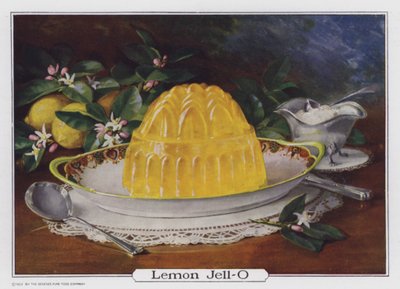 Lemon Jell-O, Genesee Pure Food Company, Le Roy, New York, ABD için hazırlanmış reklam (renkli lito) by American School