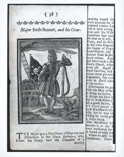 Binbaşı Stepe Bonnet, Sayfa 38'den Tüm En Kötü Ünlü Korsanlar ve Mürettebatlarının Tarihleri ve Yaşamları, Londra, 1725 by American School