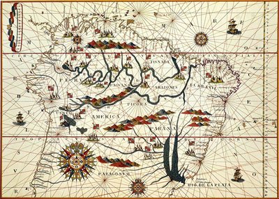 1582 yılında Güney Amerika Haritası by American School
