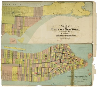 Siyasi bölünmelerini ve alt bölümlerini gösteren New York şehrinin haritası by American School