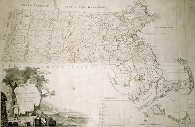 Massachusetts eyaletinin haritası, 1801 by American School