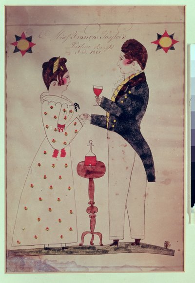 Bayan Francis Taylor ve Nişanlısı, 1831 (kağıt üzerinde wc) by American School