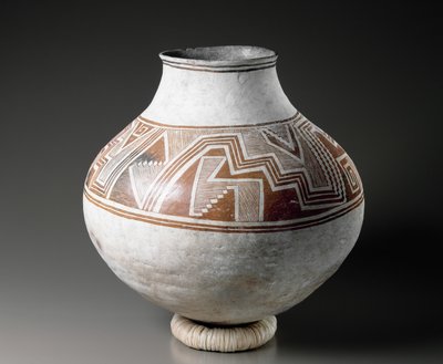 Geometrik desenli Mogollon kavanoz, stil II, 1025-1150 (bikrom astarlı toprak kap) by American School