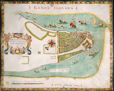 New York: Manhattan, Long Island, Hudson Nehri ve New Amsterdam planı by American School