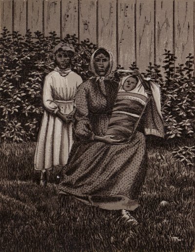 Niagara Şelalesi: Hint Ailesi (lito) by American School