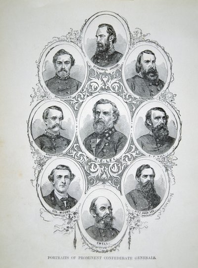 Konfederasyon Ordusunun Tanınmış Generallerinin Dokuz Portresi (litho) by American School