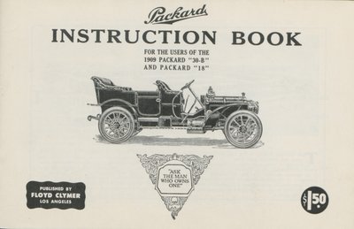 1909 Packard 30-B ve Packard 18, 1909 Kullanıcıları için Packard Talimat Kitabı by American School