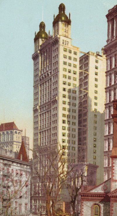 Park Row Binası, New York, c.1900-09 (renkli taş) by American School