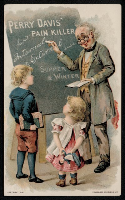 Perry Davis ağrı kesici, reklam 19. yüzyıl ortası (kromolitho) by American School