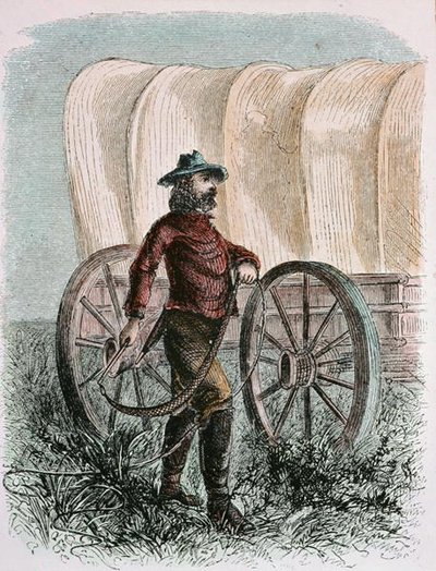 Boğa kamçısını tutan öncü Bullcracker (gravür) by American School