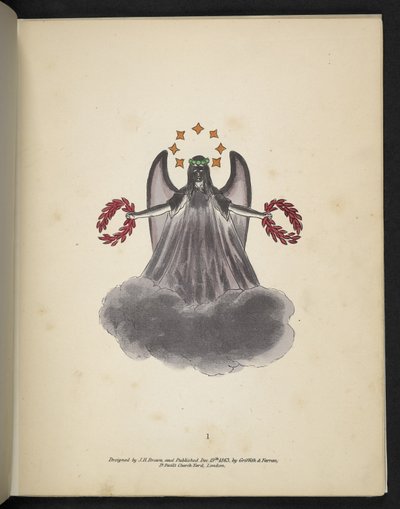 Plaka 1. Kara bir melek.  spektropi; veya, Her yerde ve herhangi bir renkte hayaletler gösteren şaşırtıcı spektral yanılsamalar vb. ser. 1.  J.H. Kahverengi,  1864 by American School
