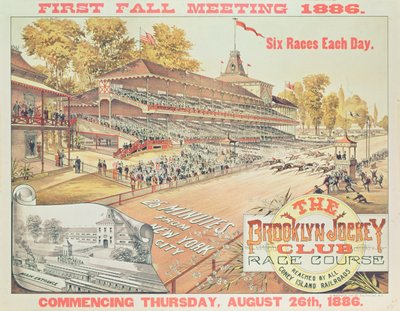 Brooklyn Jokey Kulübü Yarış Pisti, 1886 reklam afişi by American School