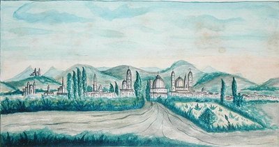 Pueblo, Meksika (kağıt üzerine sulu boya) by American School
