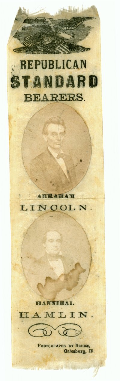 Cumhuriyetçi Standart Taşıyıcılar, Abraham Lincoln ve Hannibal Hamlin, 1860 (baskılı tekstil) by American School