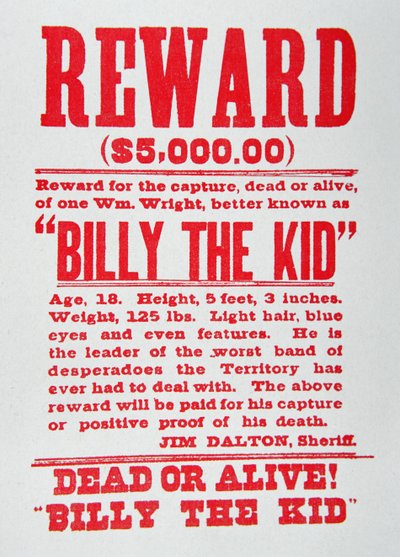 Billy the Kid (1859-81) için Ödül Posteri (lito) by American School