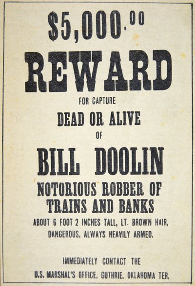 Bill Doolin (1858-96) için ödül afişi (lito) by American School