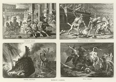 Roma Oyunları, Araba Yarışı, Gladyatör Savaşı, Deniz Savaşı, Boğa Dövüşü by American School