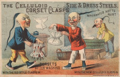 Çin çamaşırhanesinde sahne, Selüloit Korse Tokaları reklamı by American School