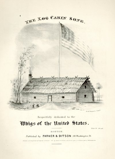 The Log Cabin Song... için notalar kapağı, Parker & Ditson, Boston, 1840 tarafından yayınlandı by American School