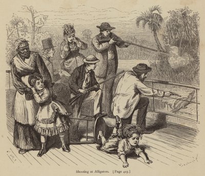 Timsahlara Ateş Etme (gravür) by American School