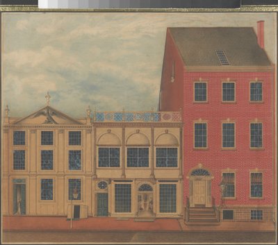 New York City'deki Fulton Caddesi'ndeki Duncan Phyfe Mağazası ve Deposu, c.1817-1820 (beyaz serilmiş kağıt üzerine suluboya, mürekkep ve guaj) by American School