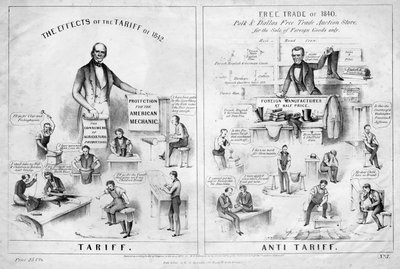 Tarife, anti tarife, H R Robinson tarafından yayınlandı, New York, 1844 by American School