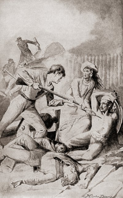 1832'deki Quallah Battoo Muharebesi, 'Ülkemizin Tarihi'nden, 1905'te yayınlandı (litho) by American School