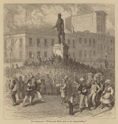 Karnaval, "Beyaz ve Siyah maskeli baloya katılıyor" (gravür) by American School