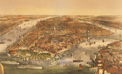 New York Şehri, pub. Currier ve Ives tarafından, 1870 by American School