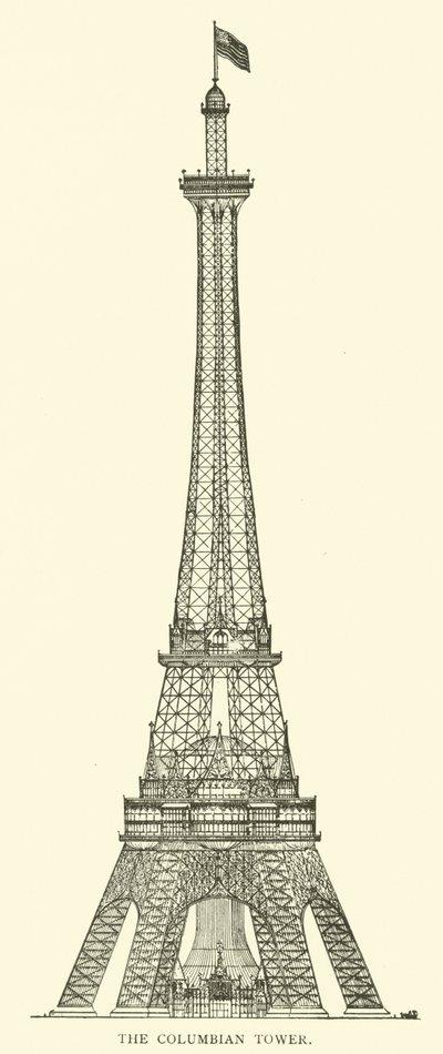 Kolomb Kulesi (gravür) by American School